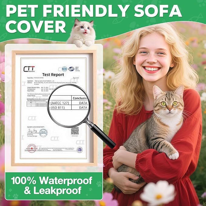 Loiion Cat Scratch Proof Furniture Protector Waterproof Sofa Cover 91"x71" | Pet-Friendly Couch Protector, Anti-Scratch & Anti-Slip Sofa Cover For Cats Dogs Kids, Machine Washable - Image 7