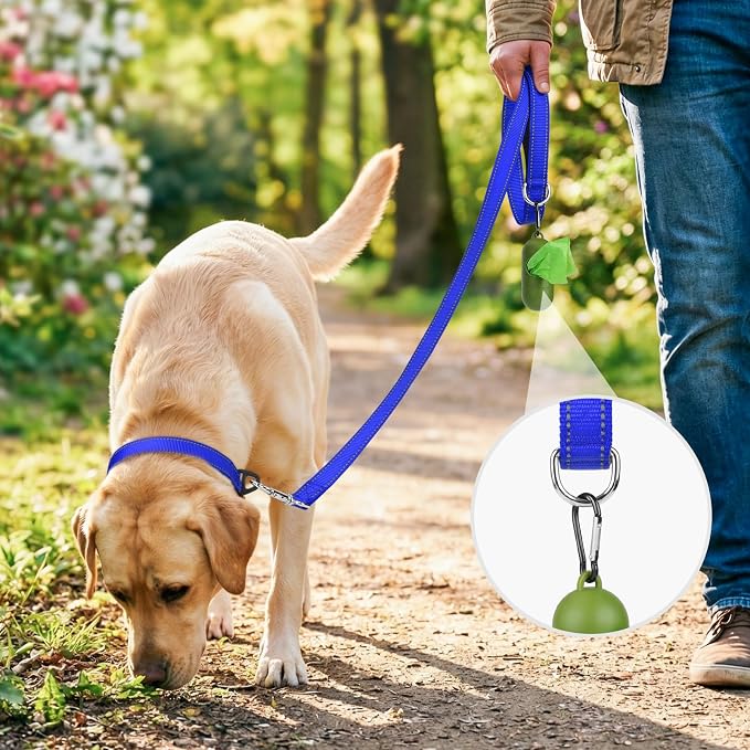 Joytale Reflective Dog Leash for Medium & Large Dogs, 4 FT x 1", Navy Blue | Heavy Duty Nylon Webbing, Padded Handle for Comfort, Visible at Night, for Walking & Training - Image 2