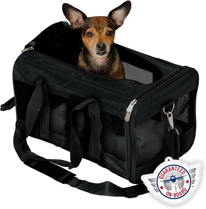 Sherpa Original Deluxe Travel Pet Carrier, Airline Approved & Guaranteed On Board - Black, Medium by Sherpa