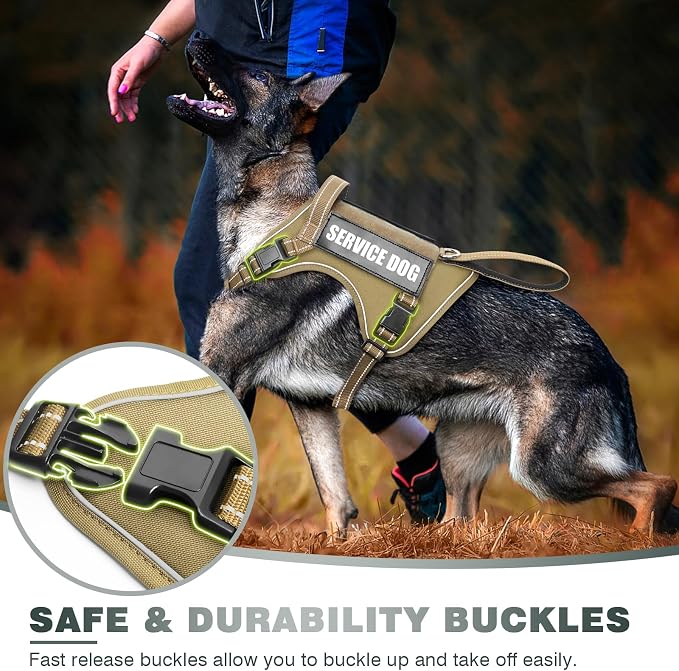 Tactical Dog Harness, No Pull Dog Harness for Medium Large Dogs with Handle & Molle, Military Service Dog Vest Harness in Training Pet Harness for Small Dogs - Image 5