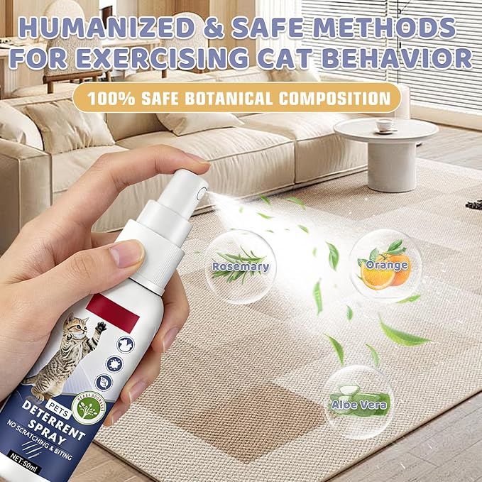 Tetra Cat Deterrent Spray for Furniture Protection,Natural Anti-Scratch Spray for Cats,Safe Indoor & Outdoor Deterrent Cat Spray,Cats Training Aid – Sofa & Carpet Protector,50ML - Image 3