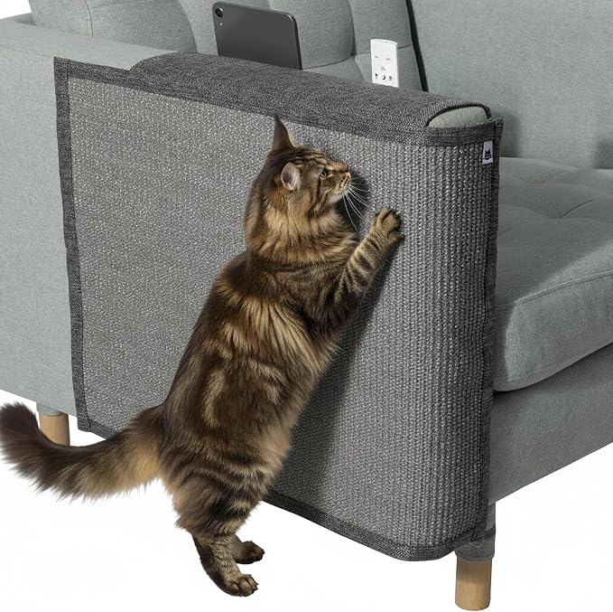 The Cat Ladies Cat Scratch Furniture Protector - 2-in-1 Side Anti Scratch Couch Protector - Adjustable Furniture Protectors from Cats Scratching - Sisal Couch Corner Guard Scratcher - Dark Grey by TheCatLadies