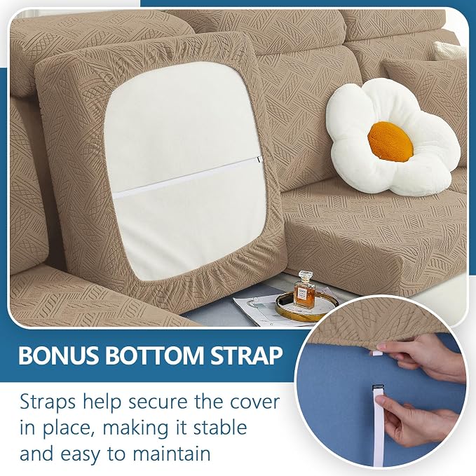 hyha Individual Couch Cushion Covers, Sofa Seat Cushion Covers Washable | Stretch Dog Couch Cover, Elastic Bottom, Anti-Slip Furniture Protector, Ideal For Pets & Kids, Durable Sofa Slipcover, Large - Image 4