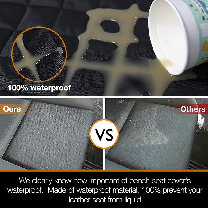 Truck Seat Cover for Dogs, 60 Inch Waterproof Nylon Oxford Back Seat Protector for Ford F150 F250 Ram 1500 Silverado GMC Sierra Tundra, No Chemical Odor, Stain Resistant, Velcro Opening - Image 3