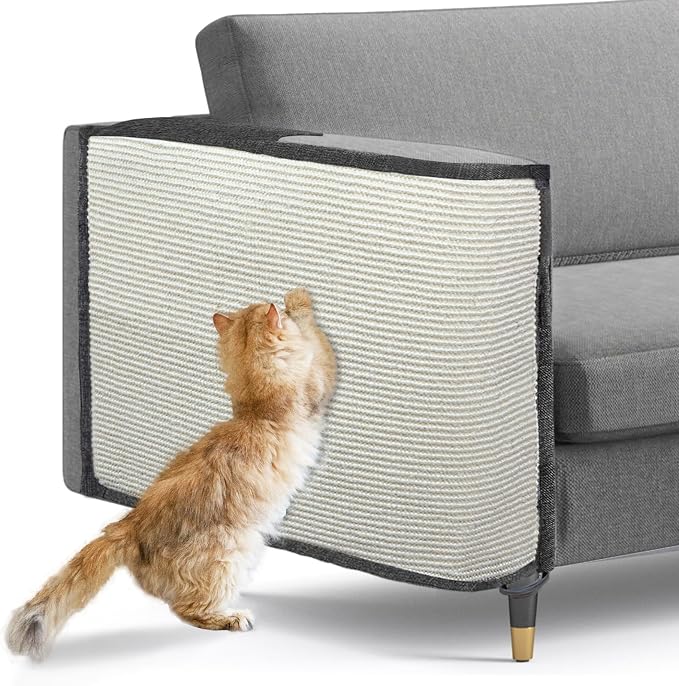 Large Size Cat Scratch Sofa Protector,27.5inch*19.6inch Sisal Couch Protector from Cats/Dogs Scratching for Big Arm Sofa use (Dark Grey/Right Handed) by Oroonoko