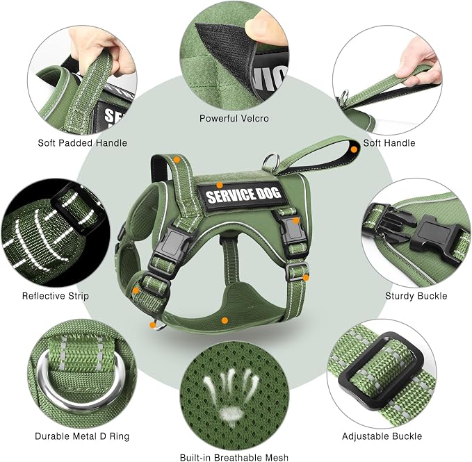 Tactical Dog Harness, No Pull Dog Harness for Medium Large Dogs with Handle & Molle, Military Service Dog Vest Harness in Training Pet Harness for Small Dogs - Image 4
