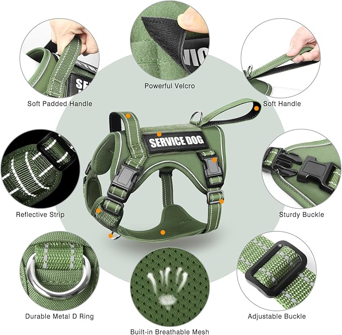 Tactical Dog Harness, No Pull Dog Harness for Medium Large Dogs with Handle & Molle, Military Service Dog Vest Harness in Training Pet Harness for Small Dogs - Image 4