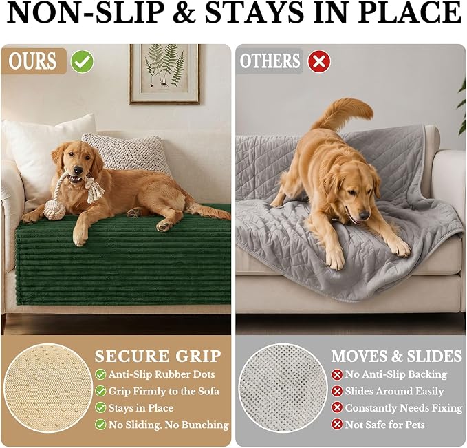 Smiry Waterproof Couch Cover for Dogs, Washable Non Slip Plush Protector | Waterproof Protection, Plush Flannel, Non Slip Backing, Pet Hair & Scratch Protection, Soft Cover (36" x 88") - Image 3