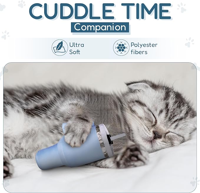 PUPROAR Kitty Cup Catnip Cat Toy, Cute Kitten Gift, Cat Birthday Toy with Crinkle for Indoor Cats (Chambray Blue) - Image 6