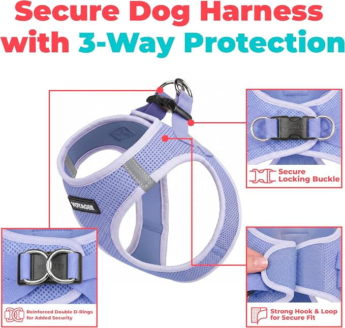 Voyager Step-in Air Dog Vest Harness - Lavender, XX-Small | 12 - 13.5" in Chest, Reflective Bands, All Weather Breathable Air Mesh, Cats Compatible, Lightweight, Fast Drying - Image 2
