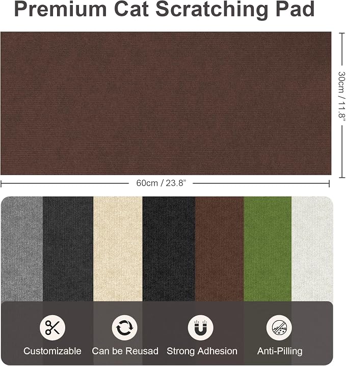 Small Cat Scratcher, 23.6x11.8 Cat Scratch Furniture Protector | Trimmable, No-Shedding Cat Scratch Pad with Self-Adhesive Backing for Climbing, Protects Walls and Couch, Brown - Image 2