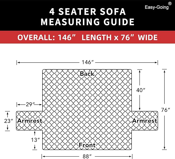 Easy-Going Reversible Couch Cover, 4 Seater Sofa, XX-Large Sofa, Blue/Ivory | Machine Washable Slipcover For Dogs, Water Resistant Furniture Mat For Living Room, Non-Slip Sofa Cover, Pet Friendly - Image 6