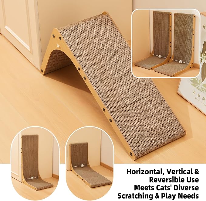 Value 2-Pack 26.8 Inch Cat Scratching Post, Premium High Density Cardboard Cat Scratcher for Multi-Cat Homes, Reinforced Durable Scratching Pad with Catnip Toy Ball for Indoor Cats - Image 9