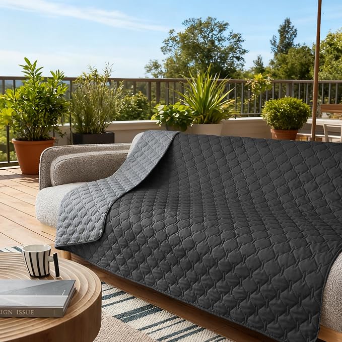 gogobunny 100% Double Sided Waterproof Dog Blanket Soft Pet Bed Cover Reversible Protect Furniture Couch Sofa Car for Puppy Large Dog Cat (Dark Charcoal/Light Charcoal, 52x82 Inch (Pack of 1)) - Image 7