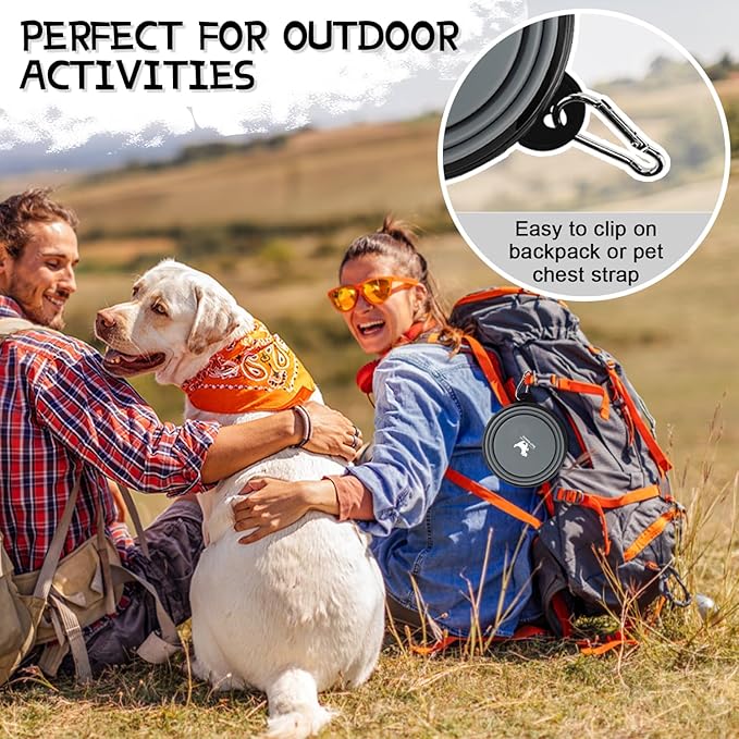 Collapsible Dog Bowls, 2 Pack Sturdy Portable Dog Water Bowls | Wear-Resistant TPE, Anti-Dust Foldable Travel Dog & Cat Bowls for Camping Walking Hiking with Carabiners - Image 5