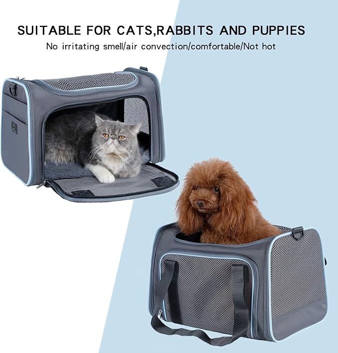 A 4 Pet Airline Approved Pet Carrier, Soft-Sided, Washable, for Dogs | Portable travel bag, breathable mesh windows, multiple pockets, removable mat - Image 2