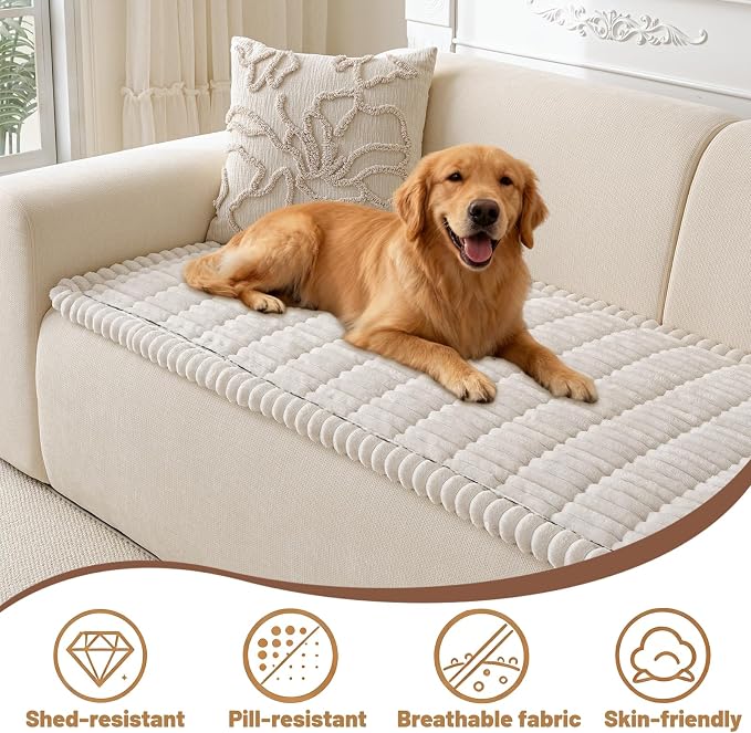 Couch Cover for Dogs Washable, Non Slip Soft Cozy White | Pet Friendly, Fuzzy Durable Plush Thick Slipcovers for 3 Cushion Sofa Cover Protector Mat Bed Furniture Couches 27.6"x70.9" - Image 2