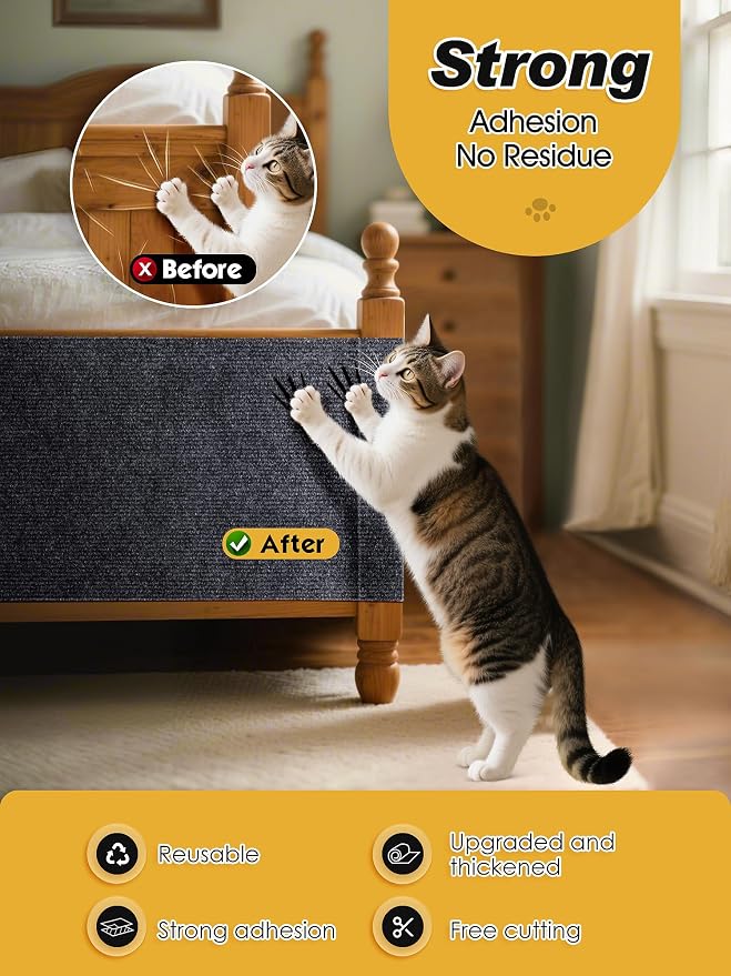 2PCS 39.4"x15.8" Cat Scratch Furniture Protector - Dark Gray | Less claw damage, easier scratch-zone setup, worn post refresh, cleaner couch corners, softer look for cat homes - Image 4