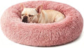 Calming Anti-Anxiety Donuts Dog And Cat Bed, Round Fluffy Soft Washable Small Medium Pet Bed For Puppy And Kitten, Cuddler Warming Comfortable Luxury Anti-Slip Waterproof Mute Base 24in Pink by Homeuslynn