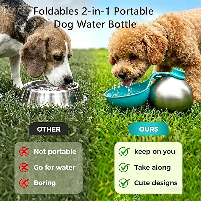 2-in-1 Portable Dog Water Bottle, Travel Hydration Dispenser Container Cup | or Small Dogs - Leak-Proof & Compact Dog Travel, Foldables Pet Water Bottle for Small Dog Walking - Image 6