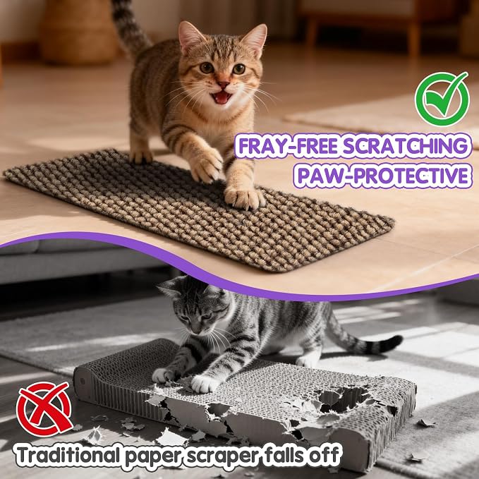 Wall Cat Scratcher for Indoor Cats,Corner Furniture Protector Brown | 23.6x11.8" wall corner cat scratcher,Durable scratching board protects door, wall and couch furniture,Easy mount - Image 3