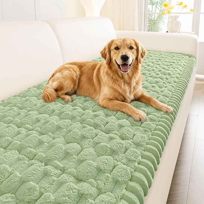 Smiry Non Slip Couch Covers for Dogs, Scratch Resistant Pet Sofa Protector | Machine Washable Soft Fuzzy Thick Furniture Cover for Sofa Loveseat Sectional Large Dogs, Sage Green, 27.6" x 47" by Smiry