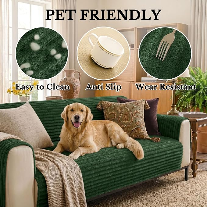 Smiry Waterproof Couch Cover for Dogs, Washable Non Slip Plush Protector | Waterproof Protection, Plush Flannel, Non Slip Backing, Pet Hair & Scratch Protection, Soft Cover (2 Pack 27.6" x 27.6") - Image 5