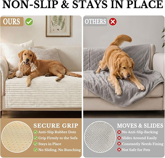 Smiry Waterproof Couch Cover for Dogs, Washable Non Slip Plush Protector | Waterproof Protection, Plush Flannel, Non Slip Backing, Pet Hair & Scratch Protection, Soft Cover (36" x 94.5") - Image 3