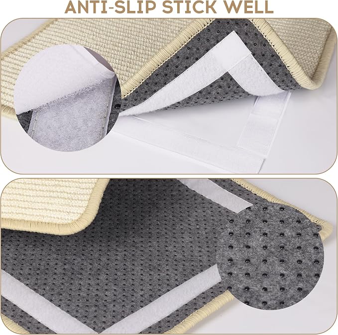 Graciadeco White Cat Scratching Mat Sisal, 2 Packs Sisal Fabric Large Cat Scratching Pad for Indoor Cats with Adhesive Hook Loop Tape, Wall Scratchers for Indoor Cats 23.6" x 15.7" - Image 3