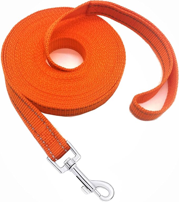 Nylon Training Dog Leash for Small Medium Dogs, 15ft 20ft 30ft 50ft 100ft Reflective Long Leash Dog/Puppy Lead for Obedience Recall Training, Camping by MANDAO