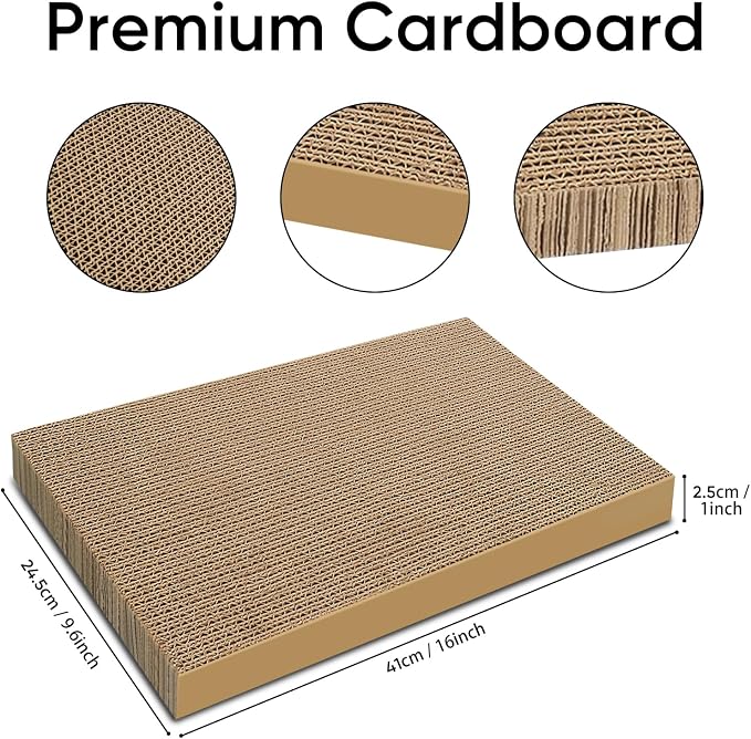 Cat Scratcher 6-Pack Refills, Large Cardboard Pads for Indoor Cats | Recyclable Corrugated Cardboard Pads, Ideal for Daily Scratching and Furniture Protection, Premium Scratch Pad for Kittens - Image 2