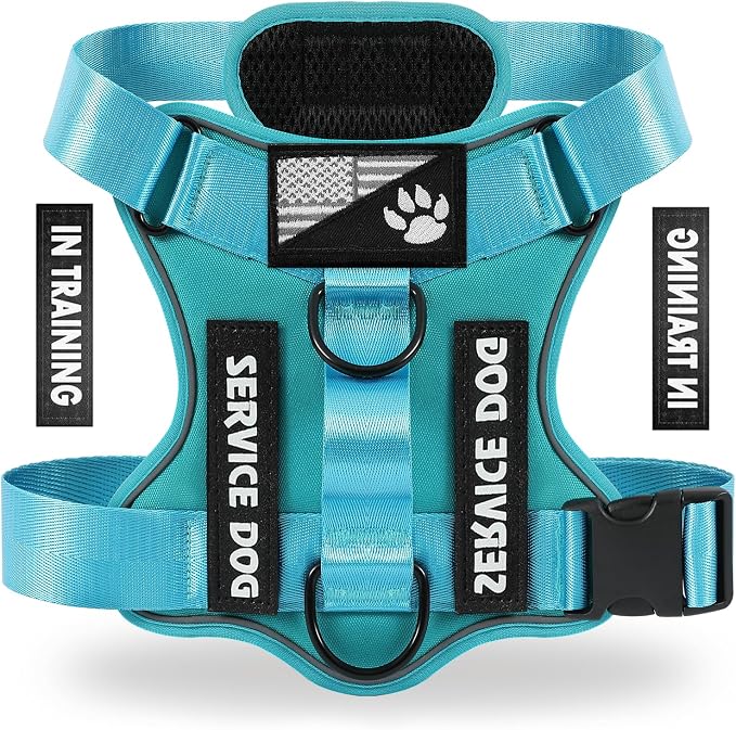 Service Dog Harness, Reflective Dog Vest Harness with 5 PCS Patches, Adjustable Soft Oxford Pet Harness, Inner Layer Mesh, Easy to Control for Small Medium Large Dogs by DemigreatLLC