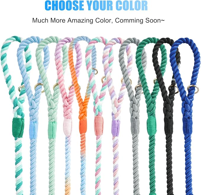 6 FT Handmade Rope Dog Leash for Small Medium and Large Dogs | Soft and Comfortable Grip, New Golden Heavy Duty Metal Clasp, Light Blue - Image 6