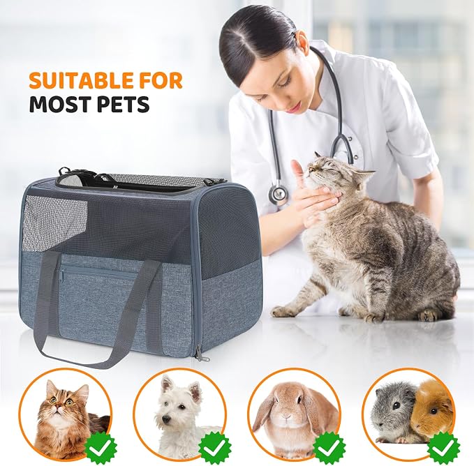 JUNGYOUN Premium ​Cat Carrier - ​Pet Carrier for Cat & Small Dogs up to 15lbs - ​Airline Approved Travel Dog Carrier with Anti-Escape Zippers, Collapsible Travel Bowl & Padded Strap - Image 4