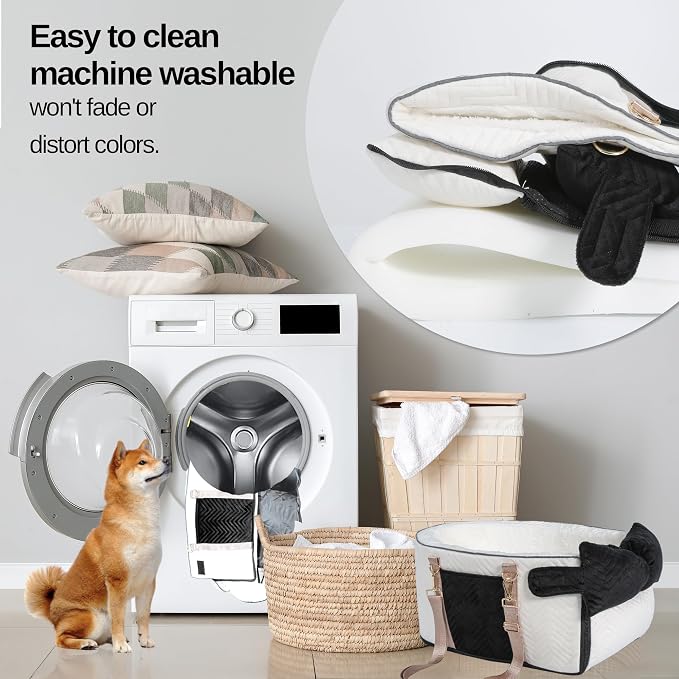 Dog Car Seat for Small Dogs Adjustable Portable Center Console Dog Car Seat Removable Cat Booster Cars Seats - Safety Belt with Cushion Anti-Collapse for Puppy Kitten Up to 15 Lb - Image 5