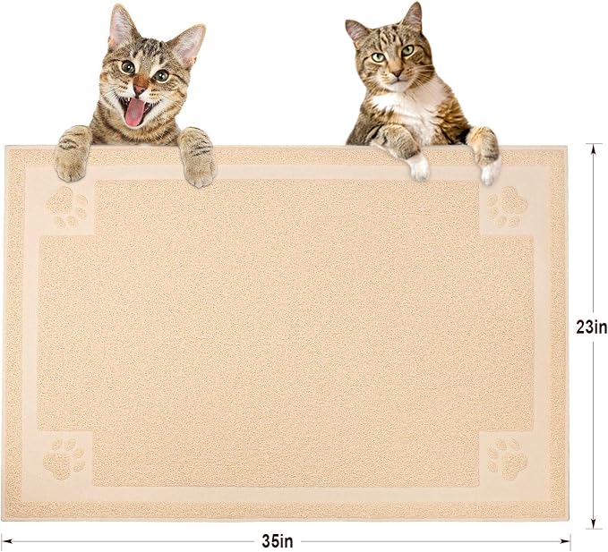 UPSKY Large Cat Litter Mat Trapper 35"×23", Waterproof, Non-Slip, Beige | Large Litter Box Mat, Foldable Trapping Mat, Anti-slip Design, For Cat Litter Boxes and Sensitive Paws, Easy to Clean - Image 2