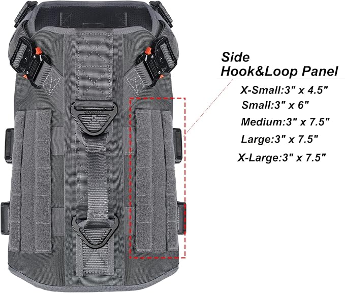 ICEFANG No Pull Tactical Dog Harness for Large Dogs,Adjustable Dog Vest | Control Handle,MOLLE Panel,Front Hook,3 Leash Clips,Soft Padded,for walking training,Grey,Large - Image 4