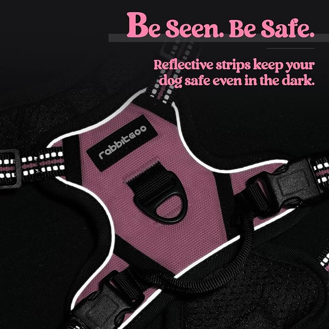 rabbitgoo Dog Harness No Pull with 2 Leash Clips, Adjustable Soft Padded, Reflective Oxford No Choke Pet Vest with Easy Control Handle for Puppy, Pink, XS | No Choke with Handle, Adjustable Soft Padded, Reflective, Easy Control for Walking, Pink, X-Small - Image 7