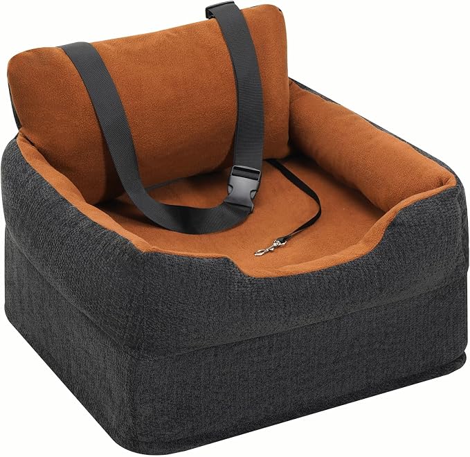 Avont Dog Car Booster Seat for Small/Medium Dogs Under 30 lbs, Elevated Puppy Carseat, Front Seat Pet Car Bed -Grey - Image 8