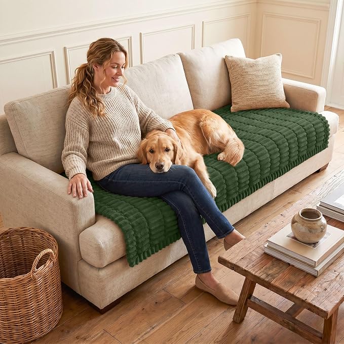 hyha Couch Cover for Dogs, Washable Non Slip Plush Flannel Sofa Protector | Thick Flannel, Anti-Slip Backing, Pet Hair & Scratch Protection, Fits Sofa & Loveseat (35.4" x 82.7") - Image 2