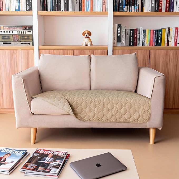 gogobunny 3X Stronger Waterproof Pet Blanket, Scratch Proof Furniture Protector for Dogs Cats, Reversible Cover 32x53 Inch, Dark Beige - Image 6