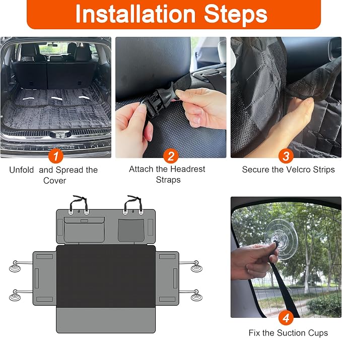 Reliadura SUV Cargo Liner for Dogs, Waterproof Pet Trunk Cover with Bumper Flap Protector, Non-Slip Scratchproof, Non-Slip Dog Seat Mat for SUVs, Large Size Cargo Liner Universal Fit Black - Image 6