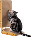 Poils bebe L Shape Cat Scratcher, 26.8 Inch Cat Scratchers for Indoor Cats | Protecting Furniture Cat Scratch Pad, Cardboard Cat Scratching with Ball Toy, Catnip, Large by Poilsbebe