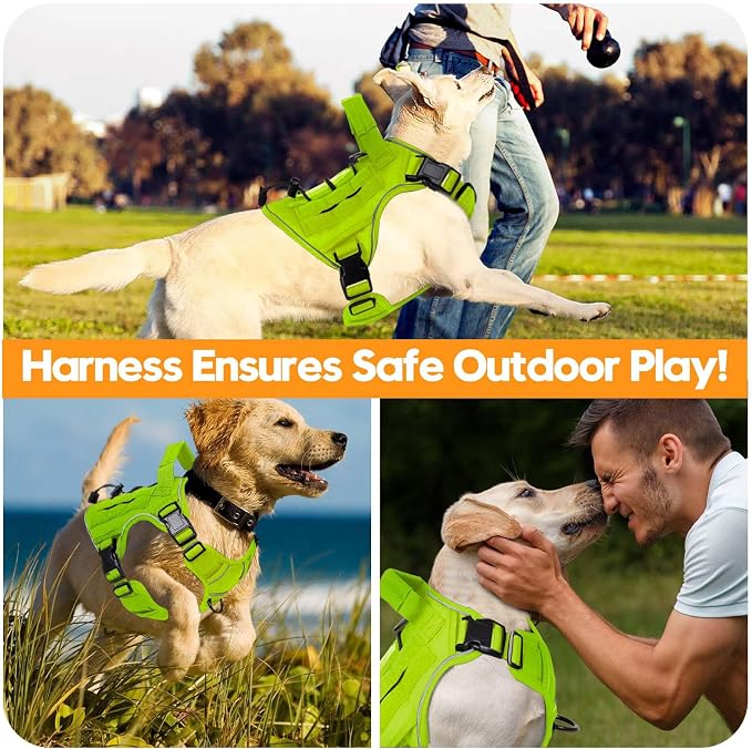 Heavy-Duty Tactical Dog Harness for Large Dogs, No Pull Adjustable Reflective Pet Vest with Molle System, K9 Military-Grade Control for Service Training, Outdoor & 10+ Breeds, Wild Lime, Small - Image 6