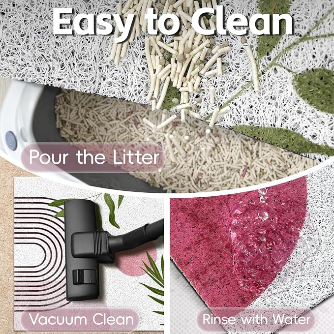 Cat Litter Mat Litter Trapping Mat, 33"x22" Waterproof Urine Proof Litter Box Mat Catcher Mat Non-Slip Washable for Kitty Kitten, Pink - Image 6
