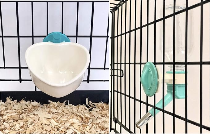 Choco Nose No-Drip Water Bottle & Detachable Food Bowl Set for Large Rabbits, Chinchillas, Toy Breed Dogs, Cats - Leak-Proof Patented Nozzle Prevent Cage Mess. BPA Free, 10.2 fl oz (C528 C607) - Image 5