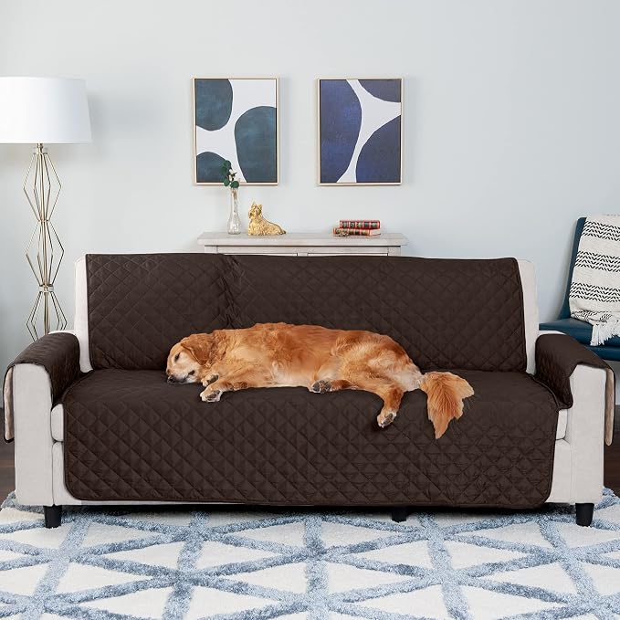 Furhaven Water-Resistant & Reversible Sofa/Couch Cover Protector for Dogs, Cats, & Children - Two-Tone Pinsonic Quilted Living Room Furniture Cover - Espresso/Clay, Sofa - Image 6