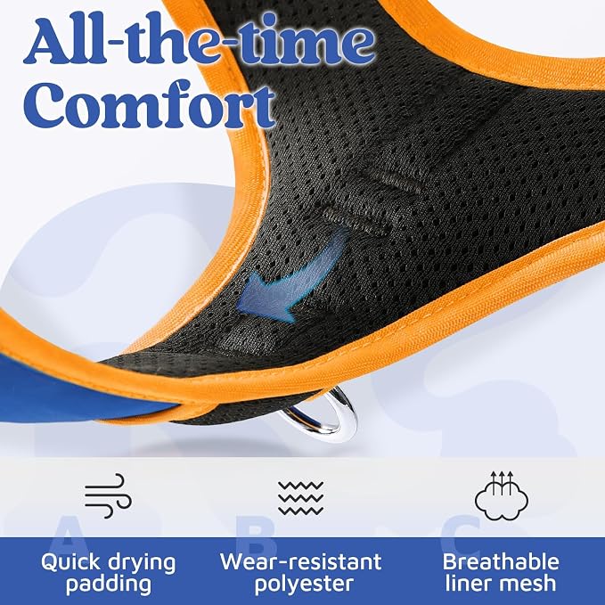 rabbitgoo Dog Harness for Large, No Pull 3 Buckles Easy On & Off | Soft Padded, Walking with Control Handle, Adjustable and Reflective, Royal Blue & Orange, Large - Image 7