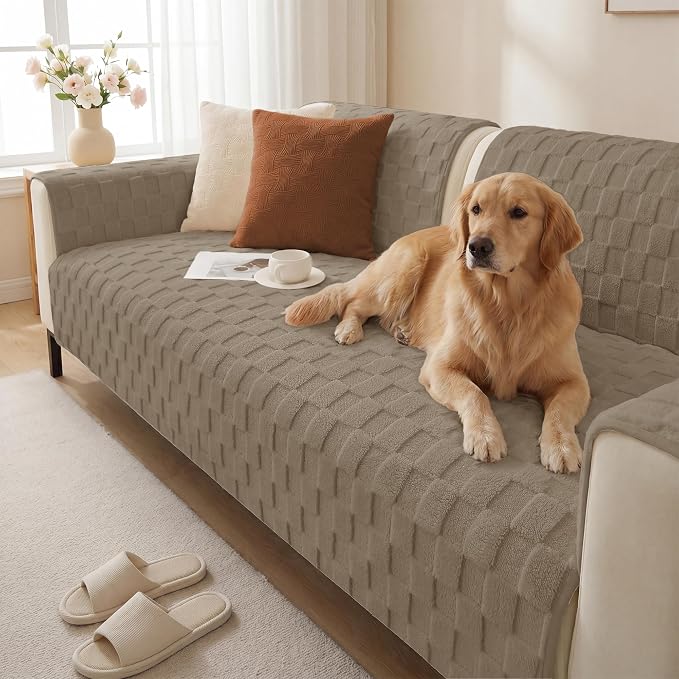 Foxdecor Couch Cover for Dogs Sofa Covers Non Slip Couch Pad Pet Friendly | Pet Couch Covers Washable Sofa Protector, Furniture Cover Couch Seat Protector for Living Room, Brown 30x53 Inch by Unknown