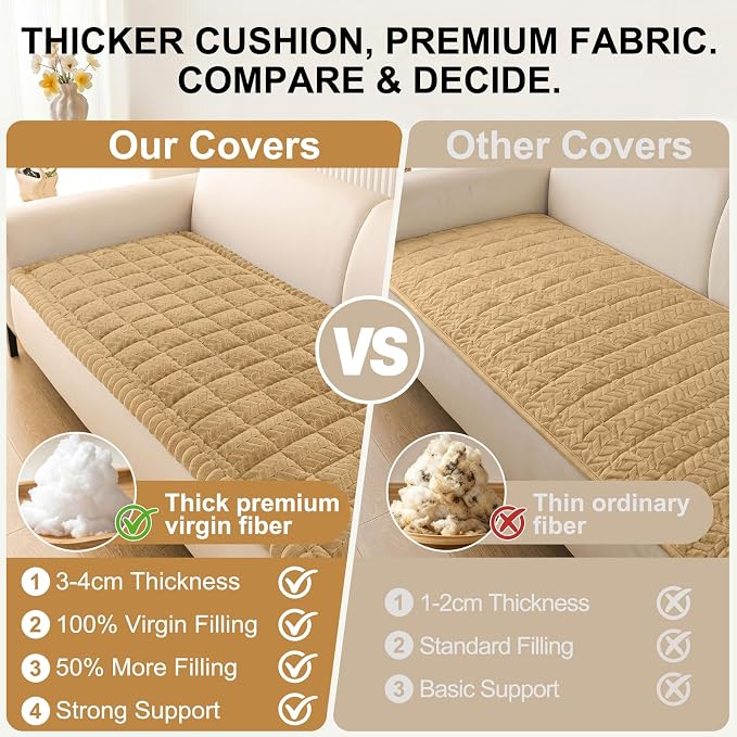 Smiry Couch Cover for Dogs, Non Slip Fuzzy Pet Sofa Covers Washable | Sofa Slipcovers for 3 Cushion Couch, Soft Thick Furniture Protector for Cats Dogs, Against Fur, Dirt, Scratch (43"x82.7") - Image 4